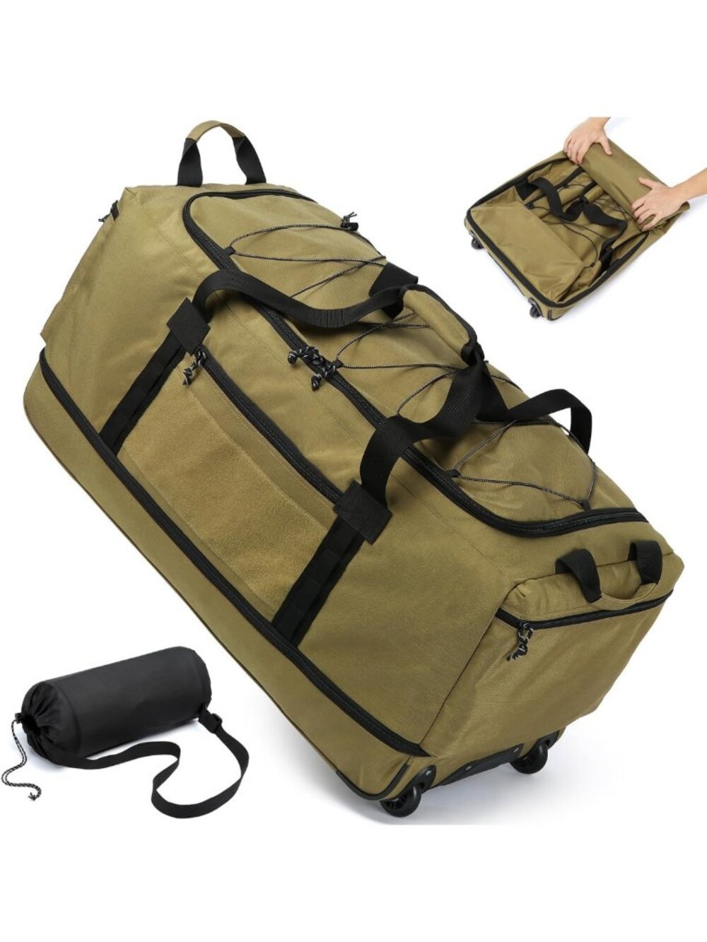 Extra Large Collapsible Duffle Bag with Wheels - Heavy Duty Travel Luggage